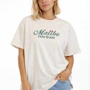 Old Navy Vintage Malibu Farm Stand Graphic Tee Cream Small